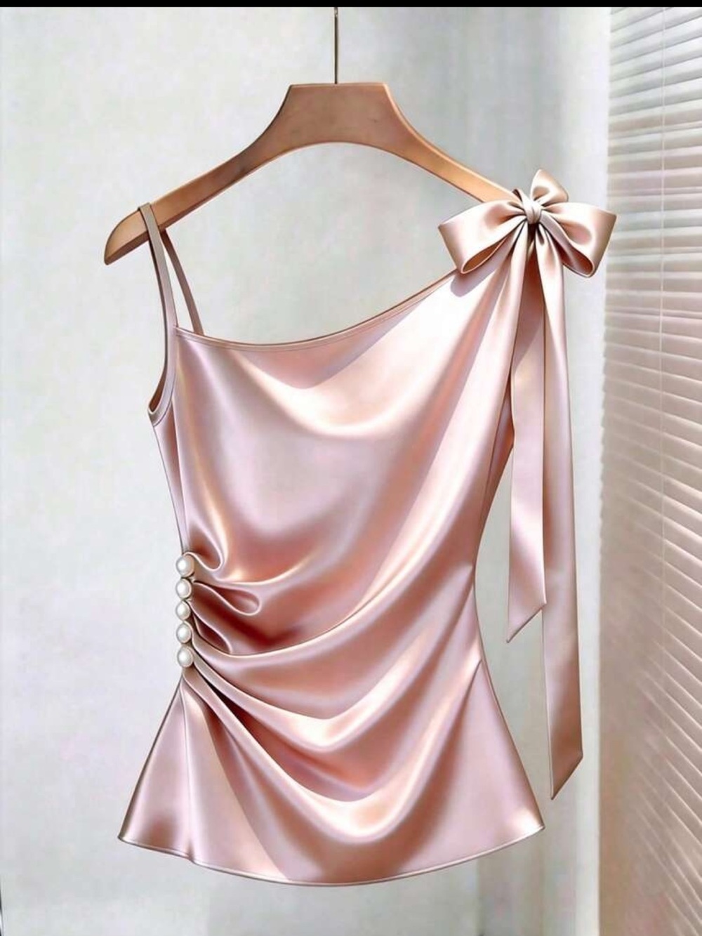 Blush Pink Satin Draped Top NEW 🏷️